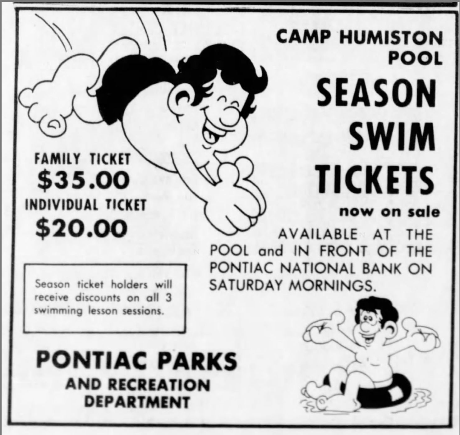 Camp Humiston Pool Season Swim Tickets